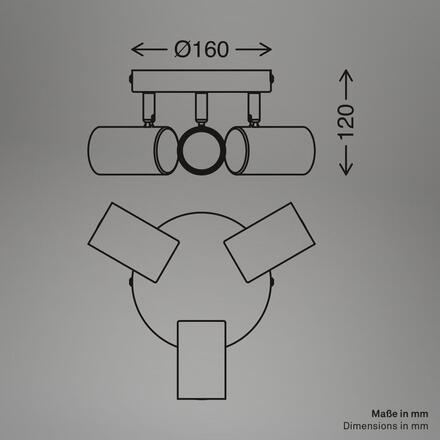 BRILONER Supo stropní bodové svítidlo - GU10 patice, max. 9W, nastavitelné, 3-ramenné, bílé 2365036