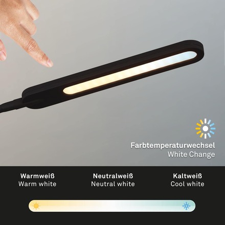 BRILONER LED CCT dotykový vypínač svítidlo se svorkou 110 cm 8W 600lm černá BRILO 2389-015
