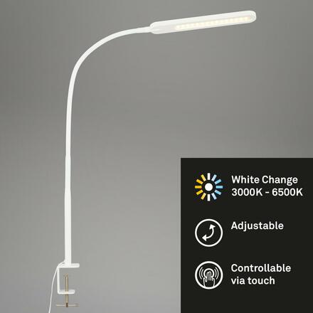 BRILONER LED CCT dotykový vypínač svítidlo se svorkou 110 cm 8W 600lm bílé BRILO 2389-016