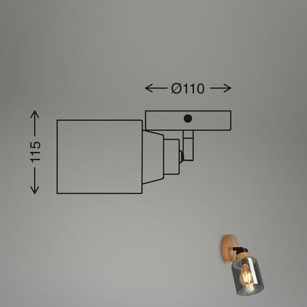 BRILONER Bodové svítidlo, 21 cm, 1x E27, max. 10W, dřevo/kouřová černá BRILO 2485015