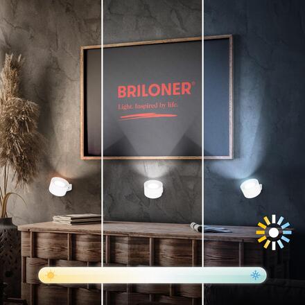 BRILONER Tari nástěnné svítidlo bezdrátové, stmívatelné, magnetické, bílé 2599016