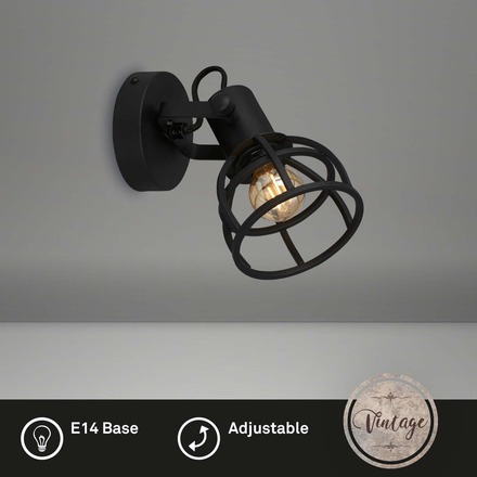 BRILONER Bodové svítidlo pr. 11 cm 1x E14 25W černá BRILO 2669-015