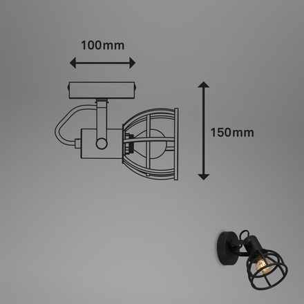 BRILONER Bodové svítidlo pr. 11 cm 1x E14 25W černá BRILO 2669-015