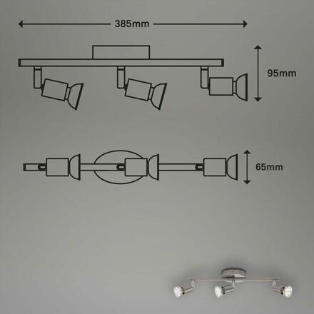 BRILONER Bodové svítidlo 38,5 cm 3xGU10 3W 250lm matný nikl BRILO 2767-032