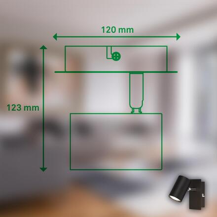 BRILONER Isil A LED nástěnné svítidlo do interiéru, třída A, nastavitelné, černá 2840015