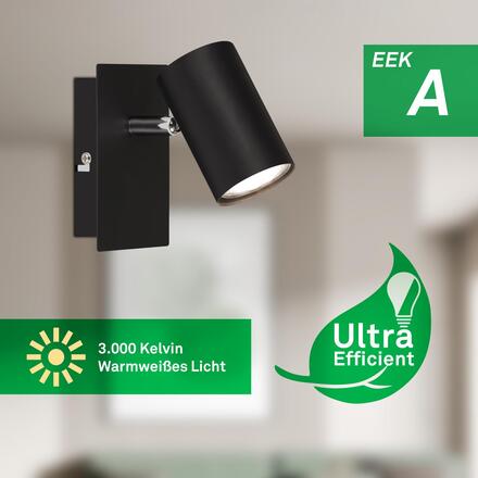 BRILONER Isil A LED nástěnné svítidlo do interiéru, třída A, nastavitelné, černá 2840015