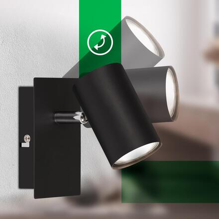 BRILONER Isil A LED nástěnné svítidlo do interiéru, třída A, nastavitelné, černá 2840015