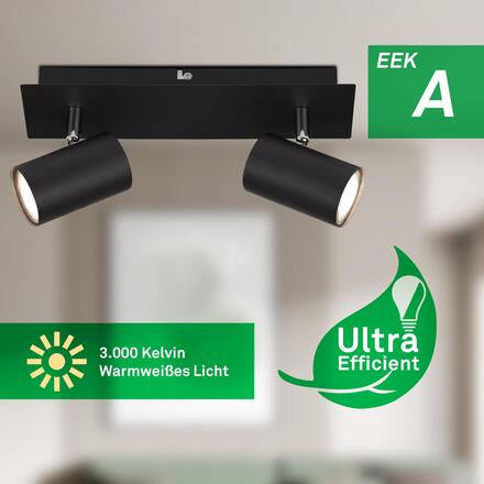 BRILONER Isil A LED stropní bodové svítidlo, třída A, 2-ramenné, 50.000h, nastavitelné, černá 2840025