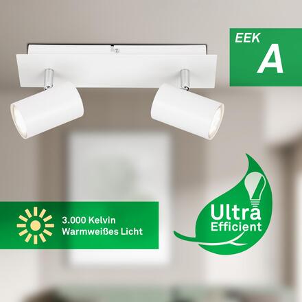 BRILONER Isil A LED stropní bodové svítidlo, třída A, 2-ramenné, 50.000h, nastavitelné, bílé 2840026