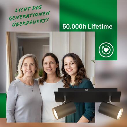 BRILONER Isil A LED stropní bodové svítidlo, třída A, 2-ramenné, 50.000h, nastavitelné, bílé 2840026