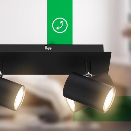 BRILONER Isil A LED stropní bodové svítidlo, energetická třída A, 3-ramenné, 50.000h životnost, nastavitelné, černé 2840035