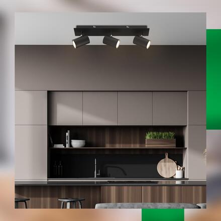 BRILONER Isil A LED stropní bodové svítidlo, energetická třída A, 3-ramenné, 50.000h životnost, nastavitelné, černé 2840035