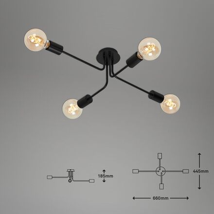 BRILONER Bodové svítidlo 67 cm 4x E27 60W černá BRILO 2886045