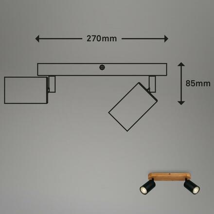 BRILONER Bodové svítidlo 27 cm 2xGU10 max. 9W černá BRILO 2922-025