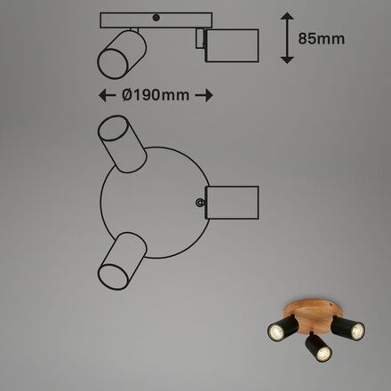 BRILONER Bodové svítidlo pr. 19 cm 3xGU10 max. 9W černá BRILO 2922035