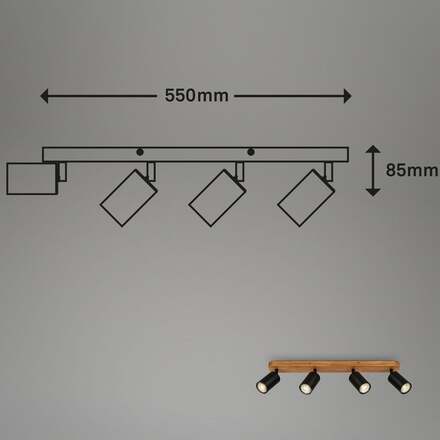 BRILONER Bodové svítidlo 55 cm 4xGU10 max. 9W černá BRILO 2922045