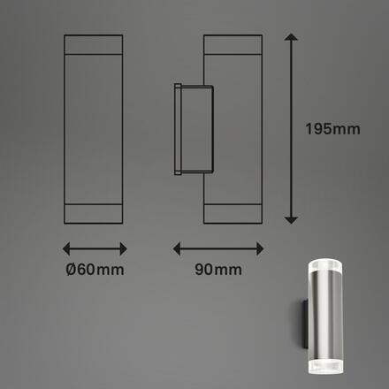 BRILONER Venkovní svítidlo 19,5 cm vč. 2x GU10 4,7W 400lm nerez ocel 3072022