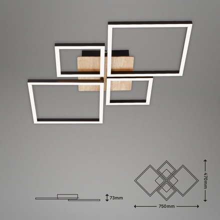BRILONER LED rám 75 cm 44W 4000lm černá BRILO 3128-014