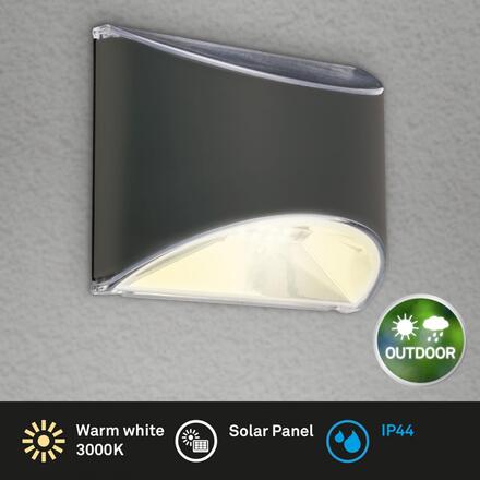 BRILONER Solární LED nástěnné svítidlo, 10 cm, antracit 3133015