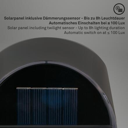 BRILONER Solární LED nástěnné svítidlo, 10 cm, antracit 3133015