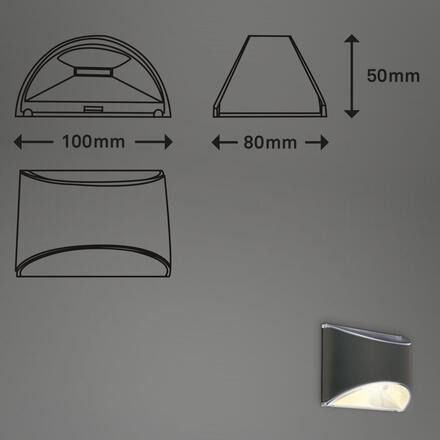 BRILONER Solární LED nástěnné svítidlo, 10 cm, antracit 3133015