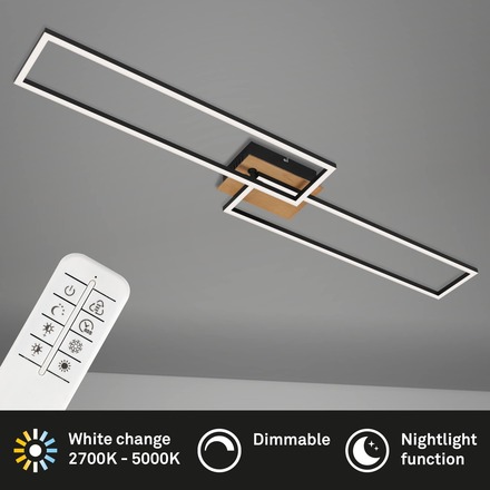 BRILONER LED CCT rám 110 cm 40W 2x2200lm dřevo-černá BRILO 3145-014