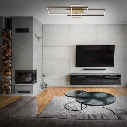 BRILONER CCT LED nástěnné a stropní svítidlo, 110 cm, 51 W, 5500 lm, zlatá-hnědá BRILO 3156-017
