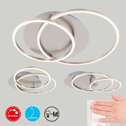 BRILONER LED stropní svítidlo, 51,5 cm, 3200 LM, 40 W, matný nikl BRILO 3228-012