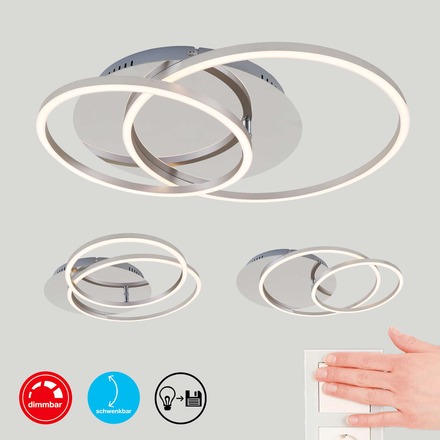 BRILONER LED stropní svítidlo, 51,5 cm, 4100 LM, 36 W, hliník-chrom BRILO 3228-018