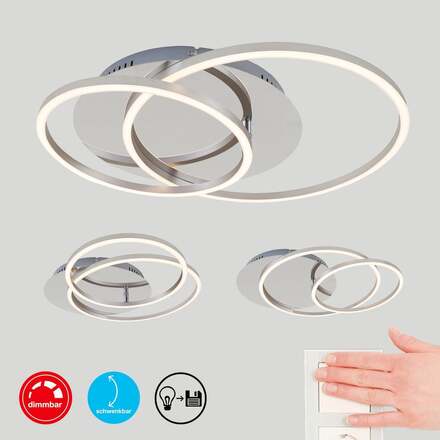 BRILONER LED stropní svítidlo, 51,5 cm, 4100 lm, 36 W, hliník-chrom BRILO 3228-018