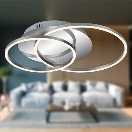 BRILONER LED stropní svítidlo, 51,5 cm, 4100 lm, 36 W, hliník-chrom BRILO 3228-018