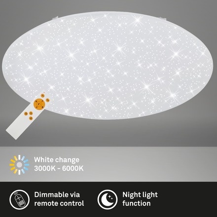 BRILONER LED stropní svítidlo hvězdné nebe, CCT, noční světlo, dálkový ovladač, stmívatelné BRILO 3318-016