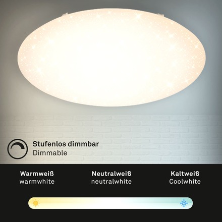 BRILONER LED stropní svítidlo hvězdné nebe, CCT, noční světlo, dálkový ovladač, stmívatelné BRILO 3318-016
