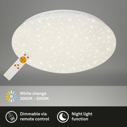 BRILONER LED stropní svítidlo hvězdné nebe, CCT, noční světlo, dálkový ovladač, stmívatelné, bílé BRILO 3367-216