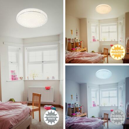 BRILONER LED stropní svítidlo hvězdné nebe, pr. 38 cm, 23 W, bílé BRILO 3374-216