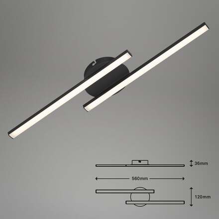 BRILONER LED nástěnné a stropní svítidlo, 55,5 cm, 12 W, černá BRILO 3448015