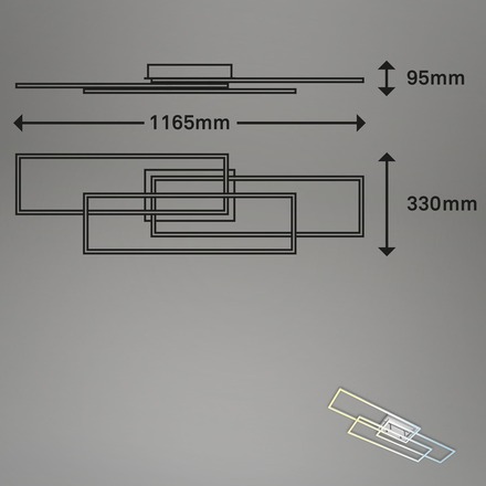 BRILONER CCT LED stropní svítidlo, 116,5 cm 54 W, 6600 lm, hliník-chrom BRILO 3676-019