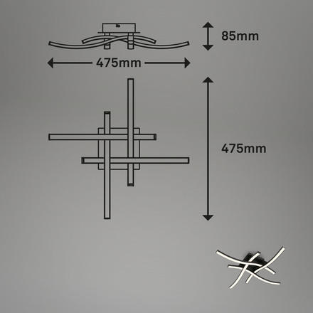 BRILONER LED nástěnné a stropní svítidlo, 47,5 cm, 14,4 W, 350 lm, černá BRILO 3677-045