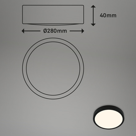 BRILONER LED přisazené svítidlo pr. 28 cm, 16 W, 2000 lm, černá BRILO 3700-015
