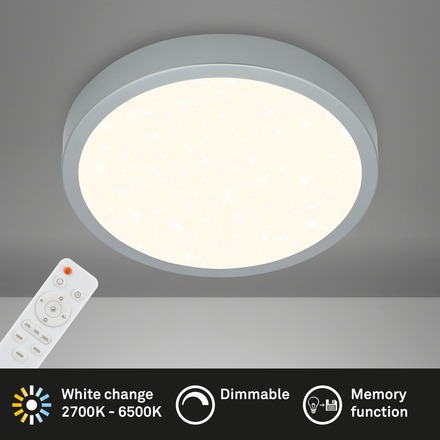 BRILONER CCT LED přisazené svítidlo pr. 38 cm, 22 W, 2900 lm, stříbrná BRILO 3704-014