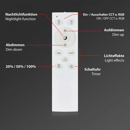 BRILONER RGBW LED přisazené svítidlo pr. 38 cm, 22 W, 2900 lm, bílé BRILO 3709-016