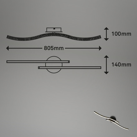 BRILONER LED nástěnné a stropní svítidlo, 80,5 cm, 12 W, 1400 lm, černá BRILO 3718-025