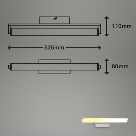 BRILONER LED nástěnné svítidlo, s CCT svítidlo LED panel, stmívatelné 52,5 cm, 15 W, matný nikl-chrom BRILO 3723-012