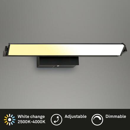 BRILONER LED nástěnné svítidlo, s CCT svítidlo LED panel, stmívatelné 52,5 cm, 15 W, černá BRILO 3723-015