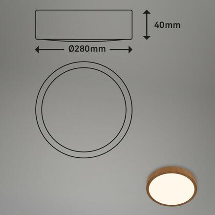 BRILONER LED přisazené svítidlo, pr. 28 cm, 16 W, 2000 lm, barva dřeva BRILO 3724-014