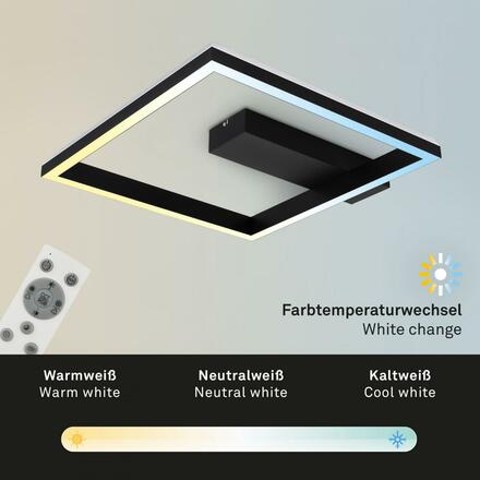 BRILONER RGB CCT LED stropní svítidlo, 57cm, 20 W, 1800 lm, černá BRILO 3736-015