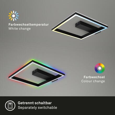 BRILONER RGB CCT LED stropní svítidlo, 57cm, 20 W, 1800 lm, černá BRILO 3736-015