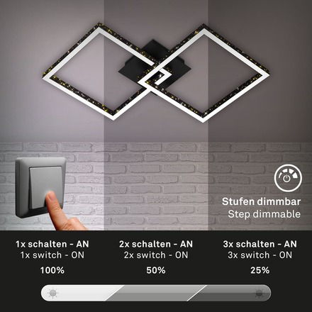 BRILONER LED stropní svítidlo, 52 cm 20 W, 2000 lm, černá BRILO 3751-015