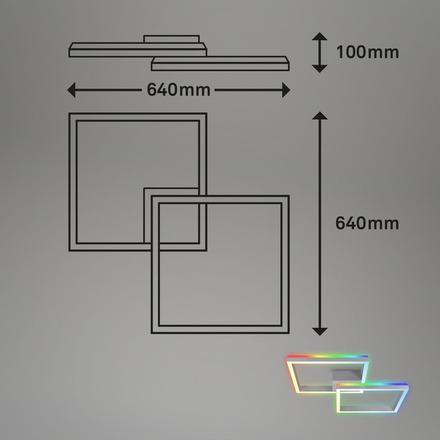 BRILONER RGB CCT LED stropní svítidlo, 64 cm, 40 W, 3600 lm, hliník BRILO 3753-019