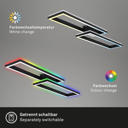 BRILONER RGB CCT LED stropní svítidlo, 119,5 cm, 45 W, 4400 lm, černá BRILO 3754-015